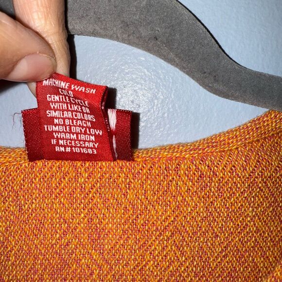 Toofan Artsy Lagenlook Cotton Orange Buttoned Layered Tunic Top Size Small EUC - Picture 6 of 9